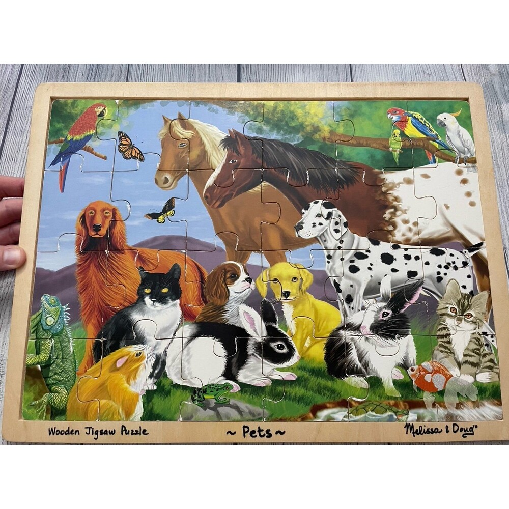 Melissa & Doug Wooden Jigsaw Wood Puzzle, Pets, #320, 24 pieces
